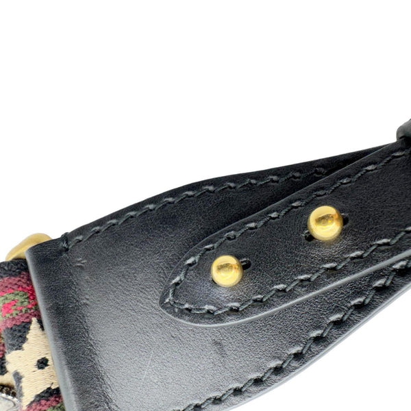 CHRISTIAN DIOR Studded Bohemian Oblique Embroidered Canvas Shoulder Strap Red