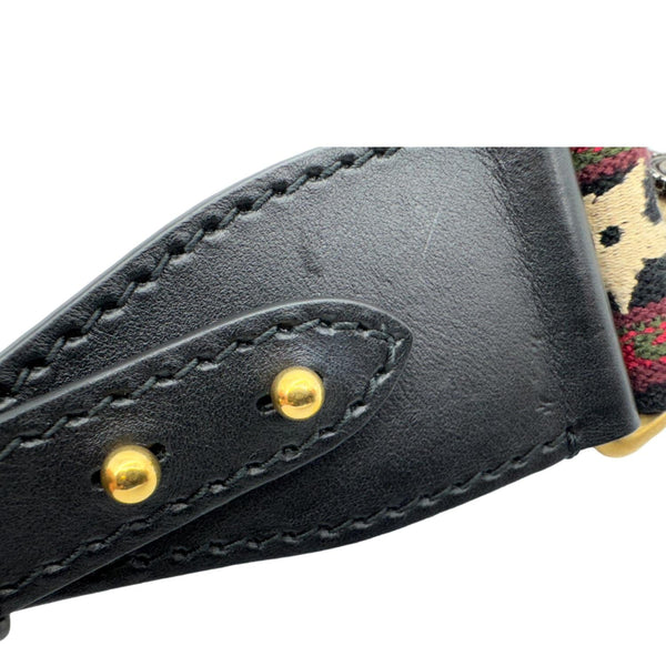 CHRISTIAN DIOR Studded Oblique Embroidered Denim Strap Navy Blue