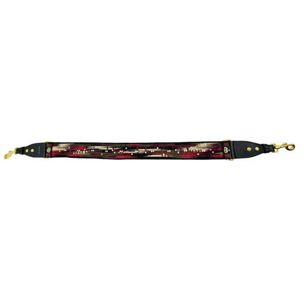 CHRISTIAN DIOR Studded Bohemian Oblique Embroidered Canvas Shoulder Strap Red