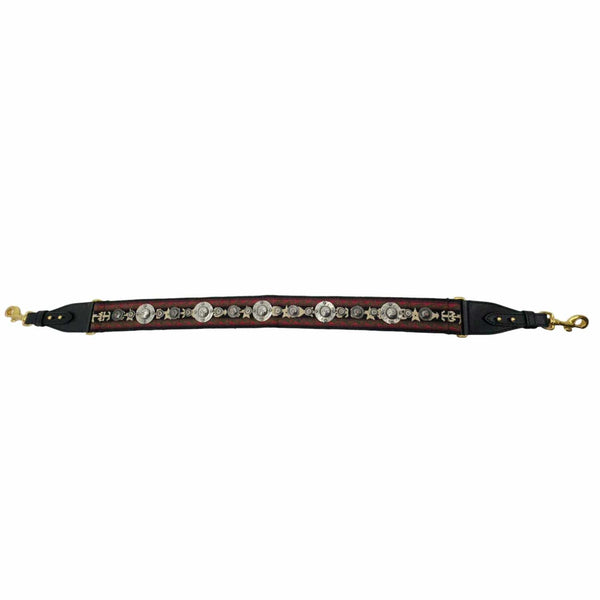 CHRISTIAN DIOR Studded Bohemian Oblique Embroidered Canvas Shoulder Strap Red