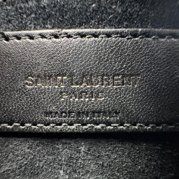 YVES SAINT LAURENT Monogram Sunset Medium Crocodile Embossed Leather Shoulder Bag Black