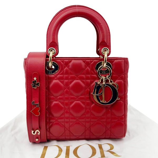CHRISTIAN DIOR Lady Dior My ABCDior Small Cannage Leather Shoulder Bag Red