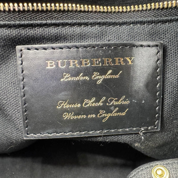 BURBERRY Canterbury Small House Check Derby Leather Tote Bag Black
