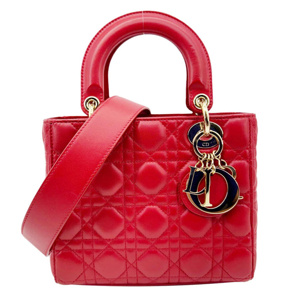 CHRISTIAN DIOR Lady Dior My ABCDior Small Cannage Leather Shoulder Bag Red