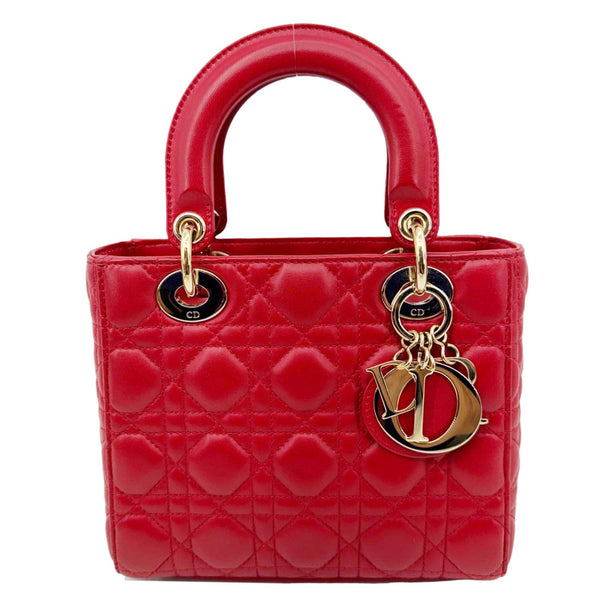 CHRISTIAN DIOR Lady Dior My ABCDior Small Cannage Leather Shoulder Bag Red