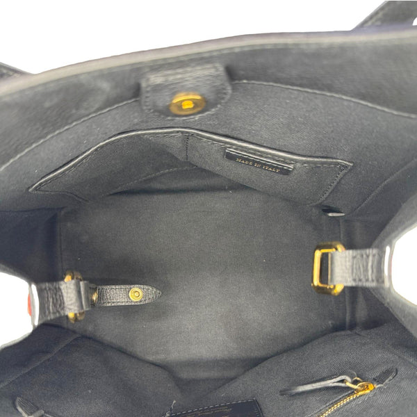 BURBERRY Canterbury Small House Check Derby Leather Tote Bag Black