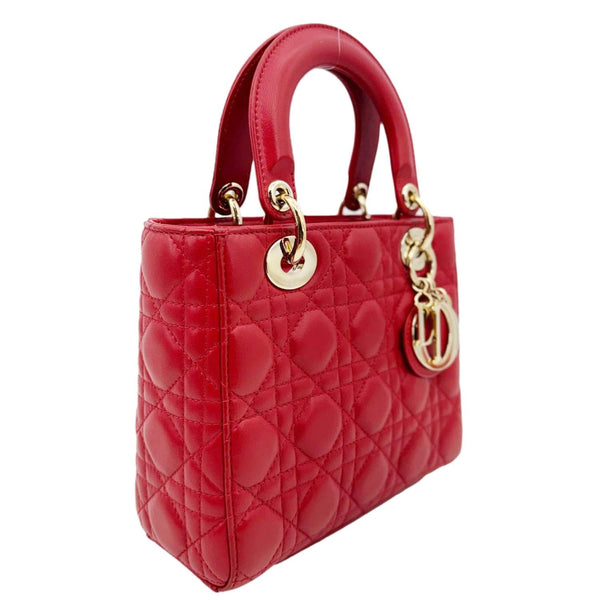 CHRISTIAN DIOR Lady Dior My ABCDior Small Cannage Leather Shoulder Bag Red
