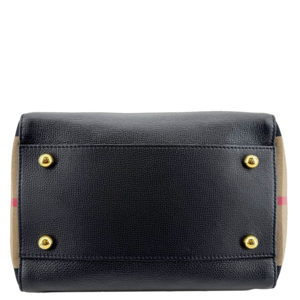 BURBERRY Canterbury Small House Check Derby Leather Tote Bag Black