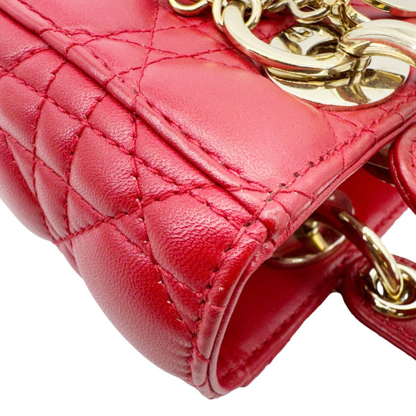 CHRISTIAN DIOR Lady Dior My ABCDior Small Cannage Leather Shoulder Bag Red