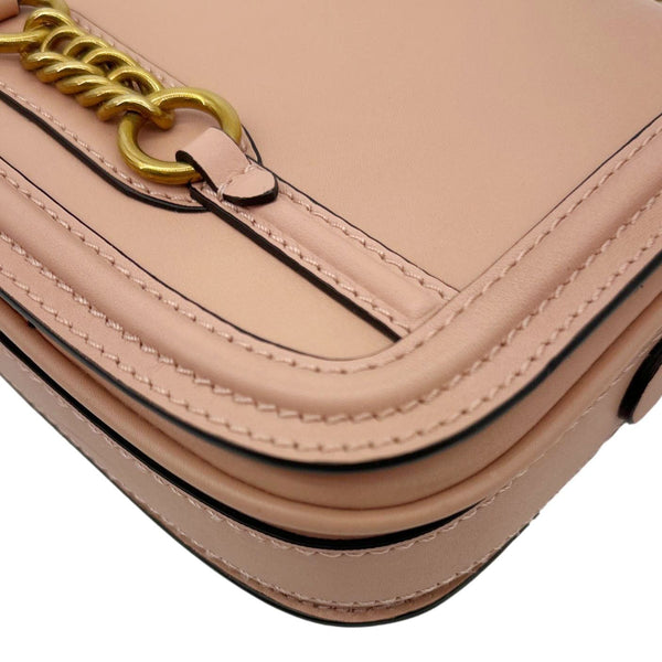 BURBERRY Link Flap Soft Calfskin Leather Crossbody Bag Rose Gold