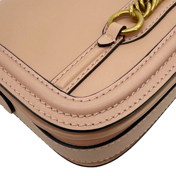 BURBERRY Link Flap Soft Calfskin Leather Crossbody Bag Rose Gold