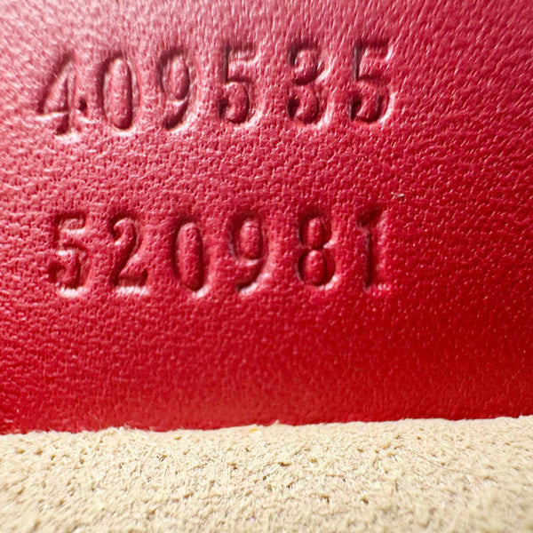 GUCCI Kingsnake Heart Mini GG Supreme Chain Crossbody Bag Red 409535