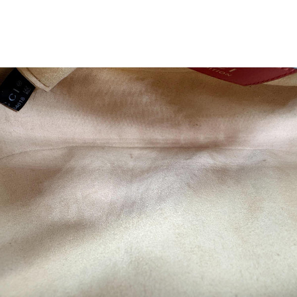 GUCCI Kingsnake Heart Mini GG Supreme Chain Crossbody Bag Red 409535