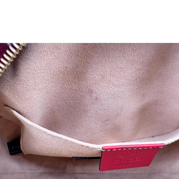 GUCCI Kingsnake Heart Mini GG Supreme Chain Crossbody Bag Red 409535