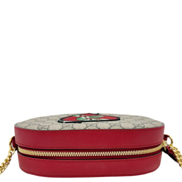 GUCCI Kingsnake Heart Mini GG Supreme Chain Crossbody Bag Red 409535