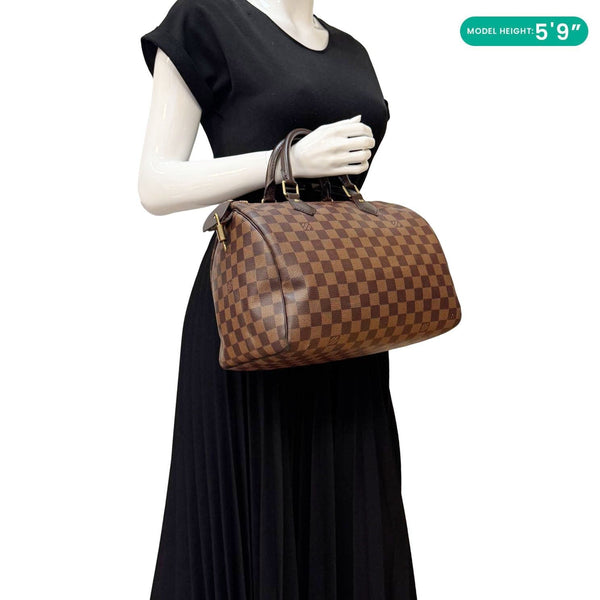 LOUIS VUITTON Speedy 30 Damier Ebene Satchel Bag Brown