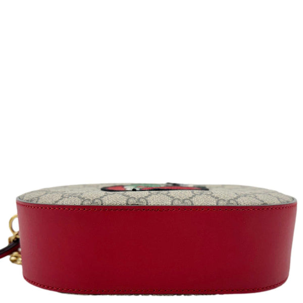 GUCCI Kingsnake Heart Mini GG Supreme Chain Crossbody Bag Red 409535