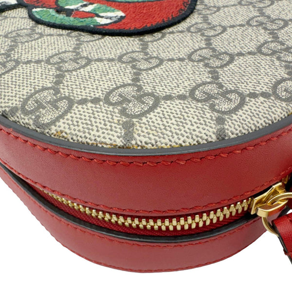 GUCCI Kingsnake Heart Mini GG Supreme Chain Crossbody Bag Red 409535