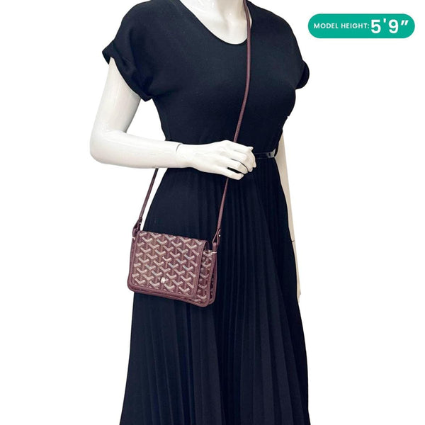 GOYARD Plumet Chevron Print Canvas Shoulder Bag Burgundy