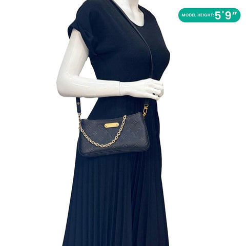 LOUIS VUITTON Liv Pochette Monogram Empreinte Leather Shoulder Bag Black