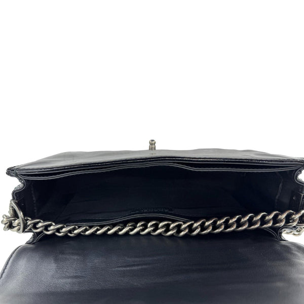 CHANEL Boy Reverso Flap Medium Patent Leather Crossbody Bag Black