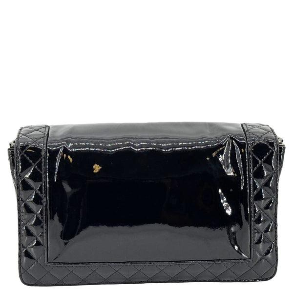 CHANEL Boy Reverso Flap Medium Patent Leather Crossbody Bag Black