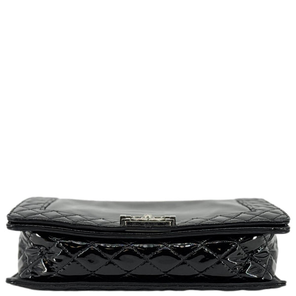 CHANEL Boy Reverso Flap Medium Patent Leather Crossbody Bag Black