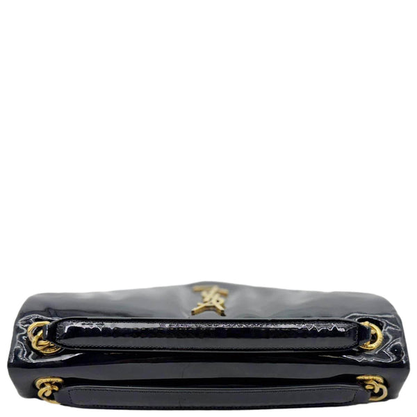 YVES SAINT LAURENT Calypso Patent Leather Shoulder Bag Black
