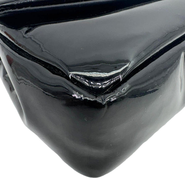 YVES SAINT LAURENT Calypso Patent Leather Shoulder Bag Black