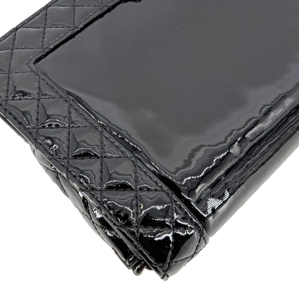 CHANEL Boy Reverso Flap Medium Patent Leather Crossbody Bag Black