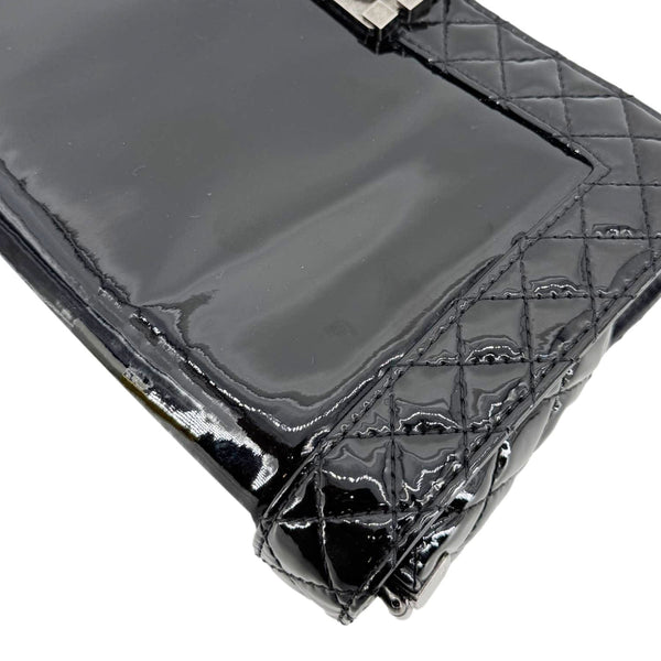 CHANEL Boy Reverso Flap Medium Patent Leather Crossbody Bag Black