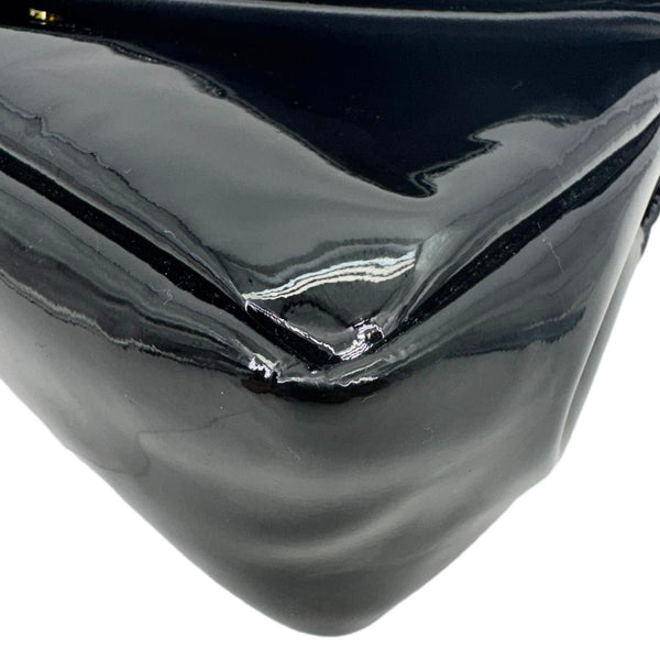 YVES SAINT LAURENT Calypso Patent Leather Shoulder Bag Black