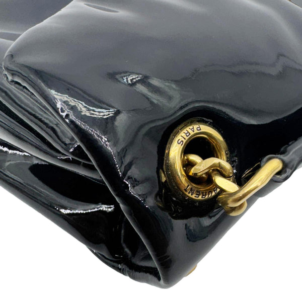 YVES SAINT LAURENT Calypso Patent Leather Shoulder Bag Black