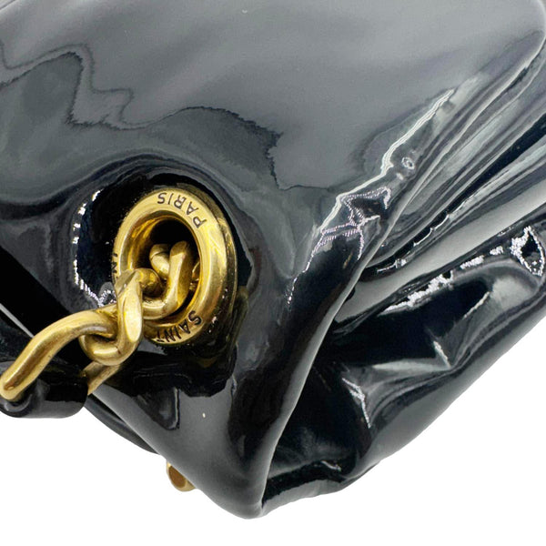YVES SAINT LAURENT Calypso Patent Leather Shoulder Bag Black