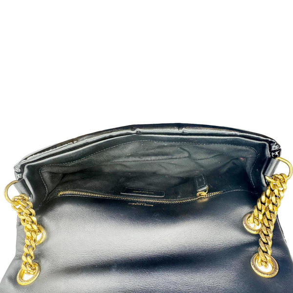 YVES SAINT LAURENT Calypso Patent Leather Shoulder Bag Black