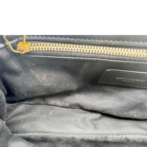 YVES SAINT LAURENT Calypso Patent Leather Shoulder Bag Black