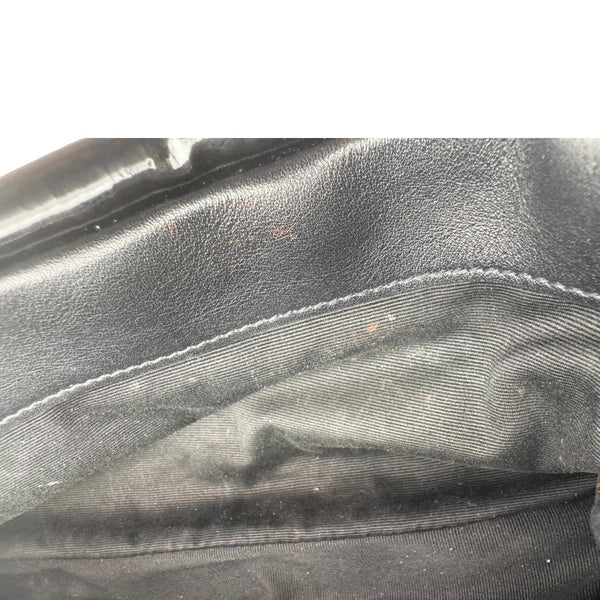 YVES SAINT LAURENT Calypso Patent Leather Shoulder Bag Black