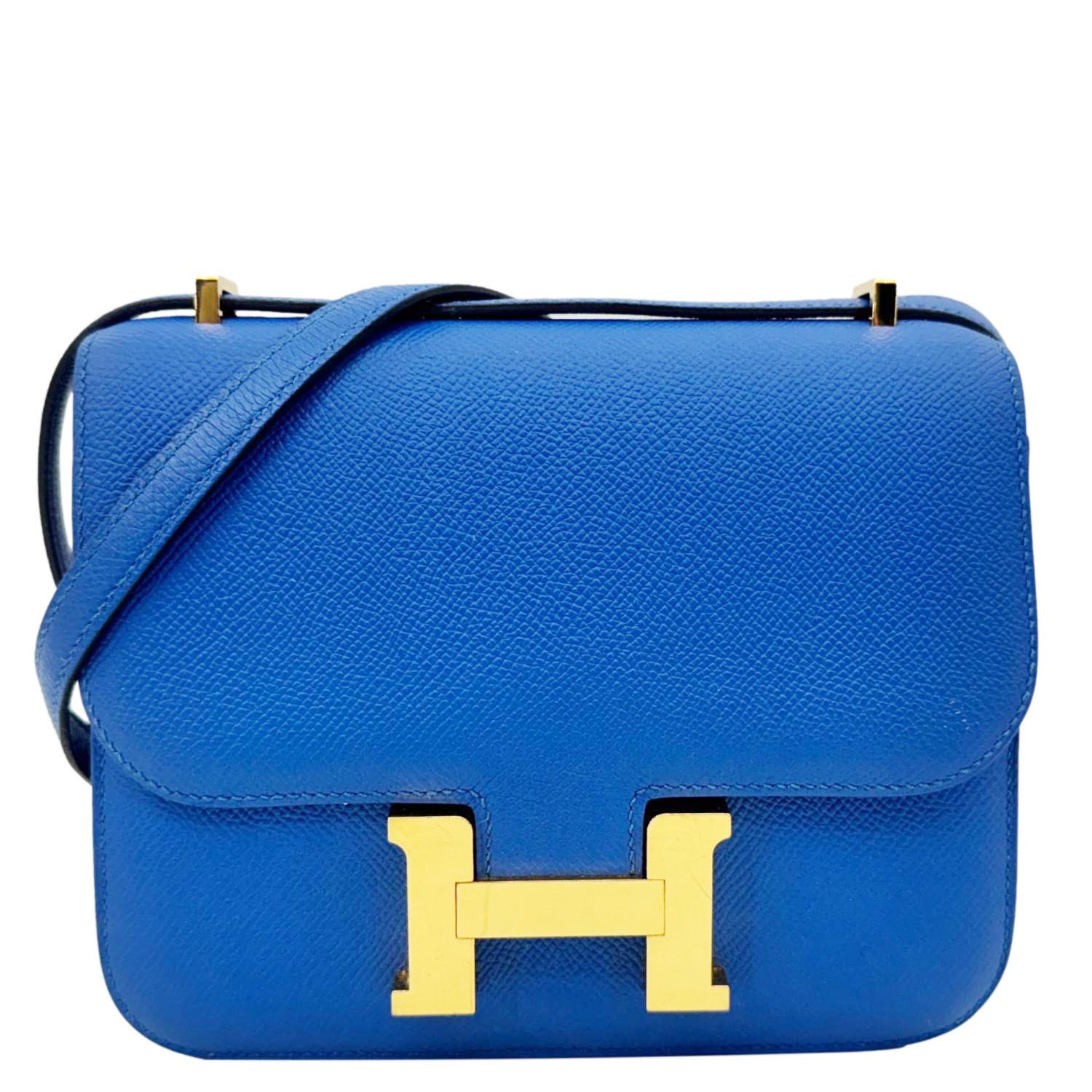 HERMES Constance 18 Bleu Leather Crossbody Bag Blue