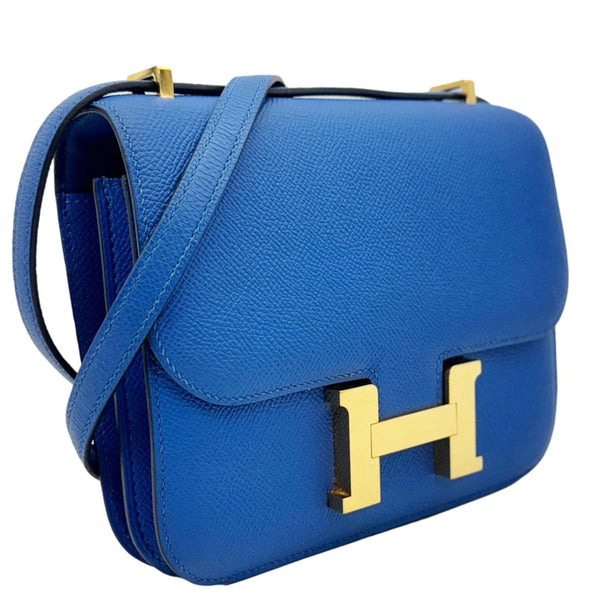 HERMES Constance 18 Bleu Leather Crossbody Bag Blue