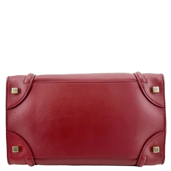 CELINE Luggage Leather Satchel Bag Burgundy
