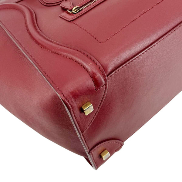 CELINE Luggage Leather Satchel Bag Burgundy