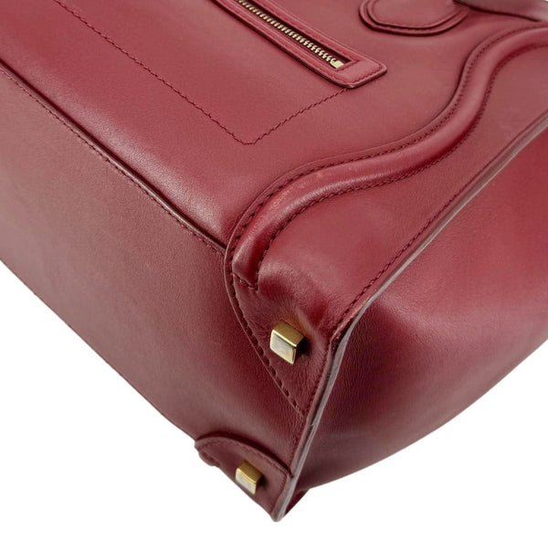 CELINE Luggage Leather Satchel Bag Burgundy