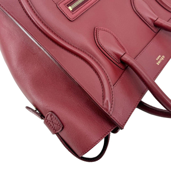 CELINE Luggage Leather Satchel Bag Burgundy