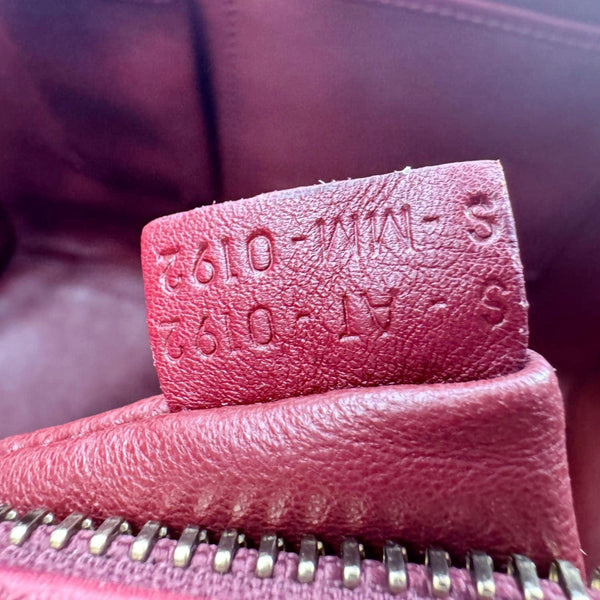 CELINE Luggage Leather Satchel Bag Burgundy