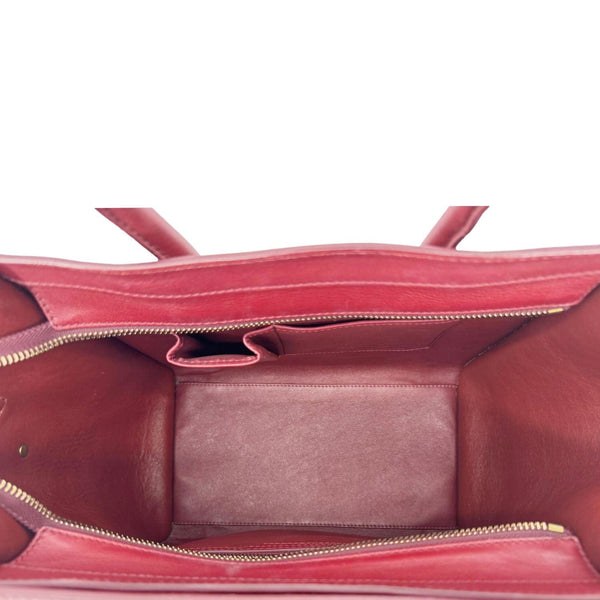 CELINE Luggage Leather Satchel Bag Burgundy