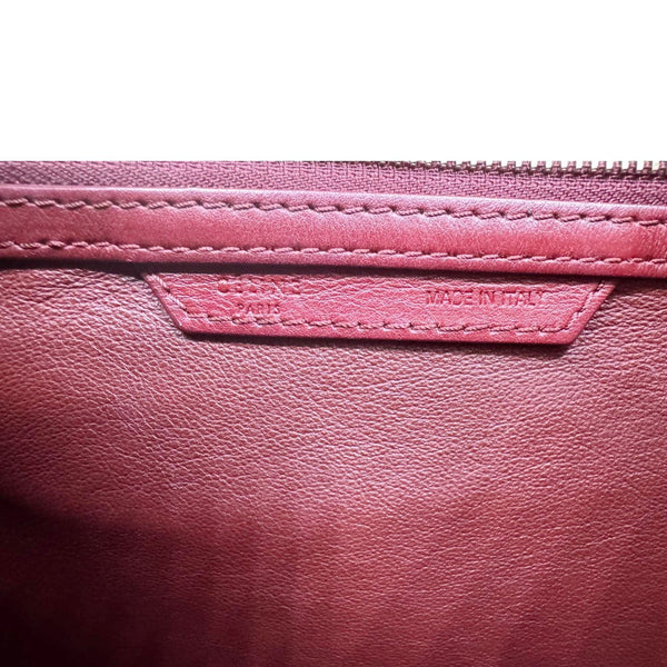 CELINE Luggage Leather Satchel Bag Burgundy