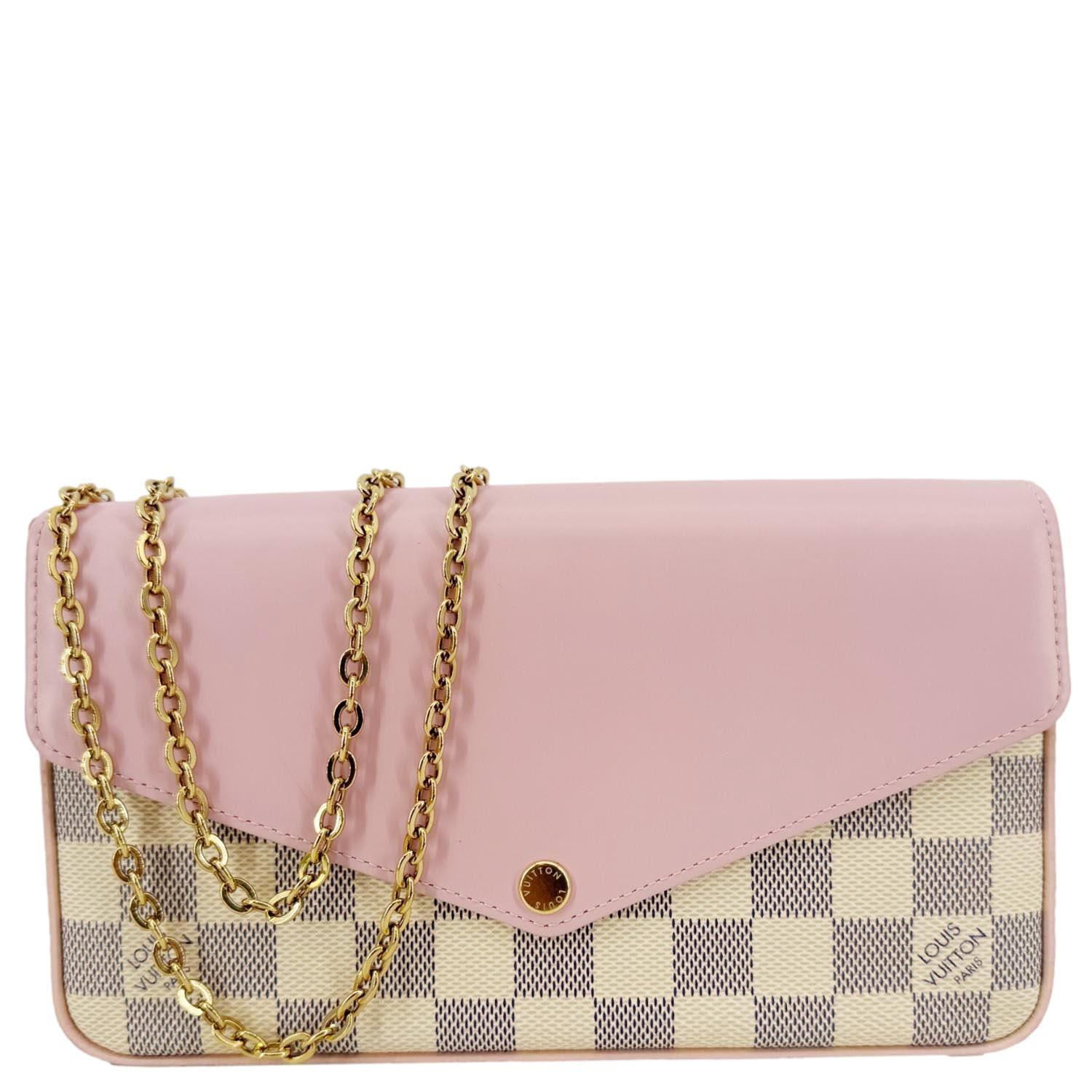 LOUIS VUITTON Felicie Pochette Damier Azur Calfskin Crossbody Bag Eau De Rose