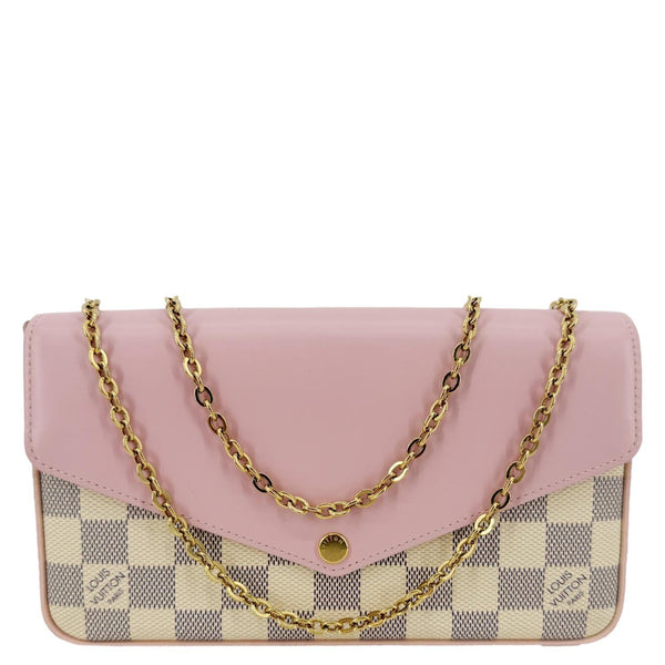LOUIS VUITTON Felicie Pochette Damier Azur Calfskin Crossbody Bag Eau De Rose