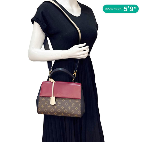 LOUIS VUITTON Cluny BB Monogram Canvas Shoulder Bag Maroon