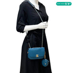 CHANEL Multi Pouching Flap With Coin Purse Quilted Calfskin Leather Crossbody Bag Blue